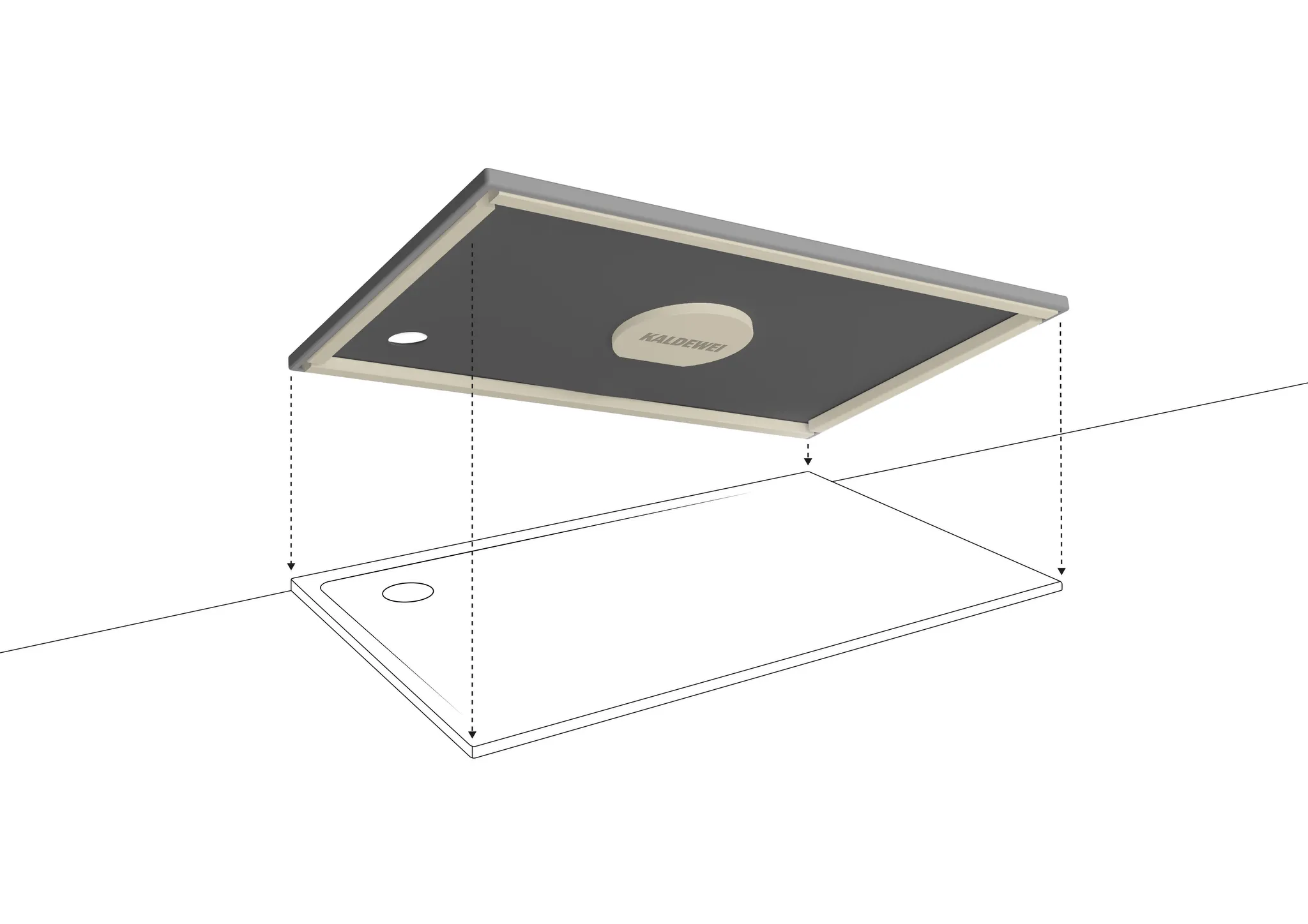 Kaldewei rechteck Duschwanne „Cayonoplan“ 750 × 900 mm ohne Oberflächenbeschichtung, mit Antislip Secure Plus, in cool grey 80