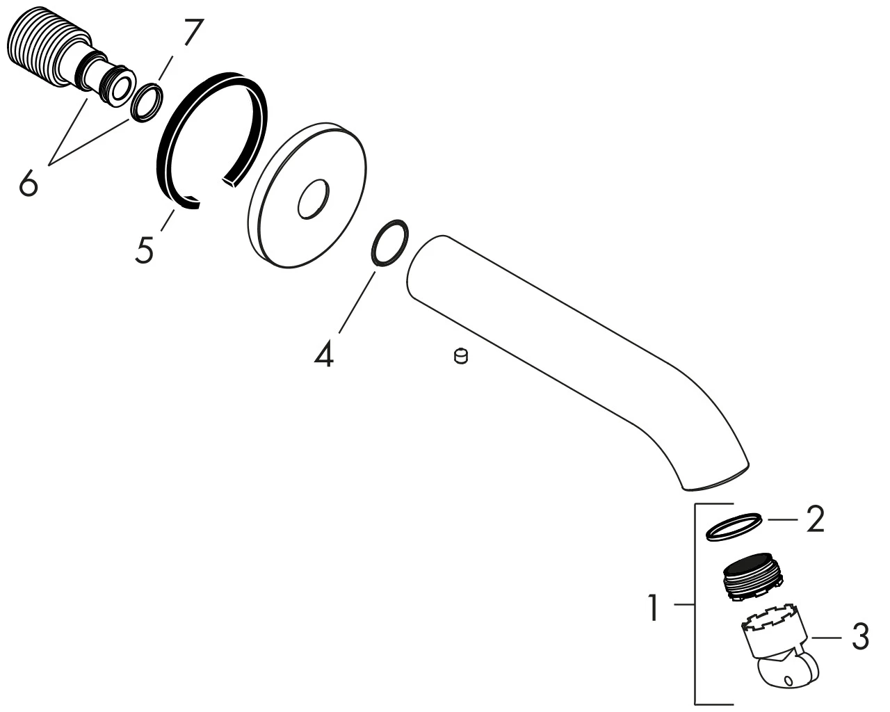 Wanneneinlauf Axor Uno gebogen chrom Wanneneinlauf Axor Uno gebogen chrom