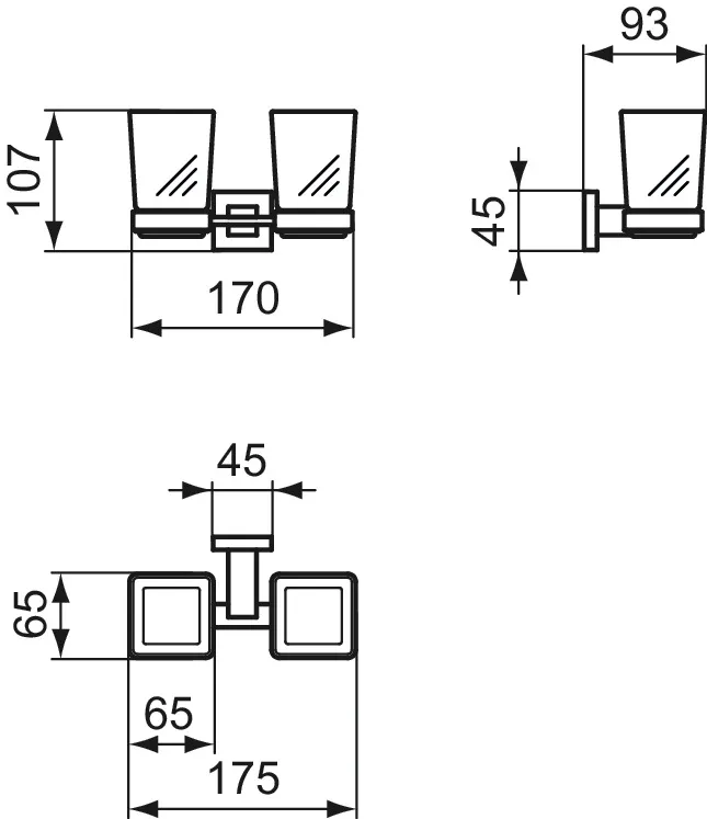 2 Zahnputzbecher IOM Cube, Chrom 2 Zahnputzbecher IOM Cube, Chrom