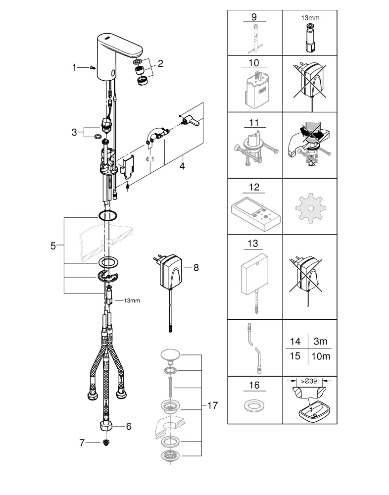 Grohe Eurosmart CE Infrarot-Elektronik für Waschtisch chrom Grohe Eurosmart CE Infrarot-Elektronik für Waschtisch chrom