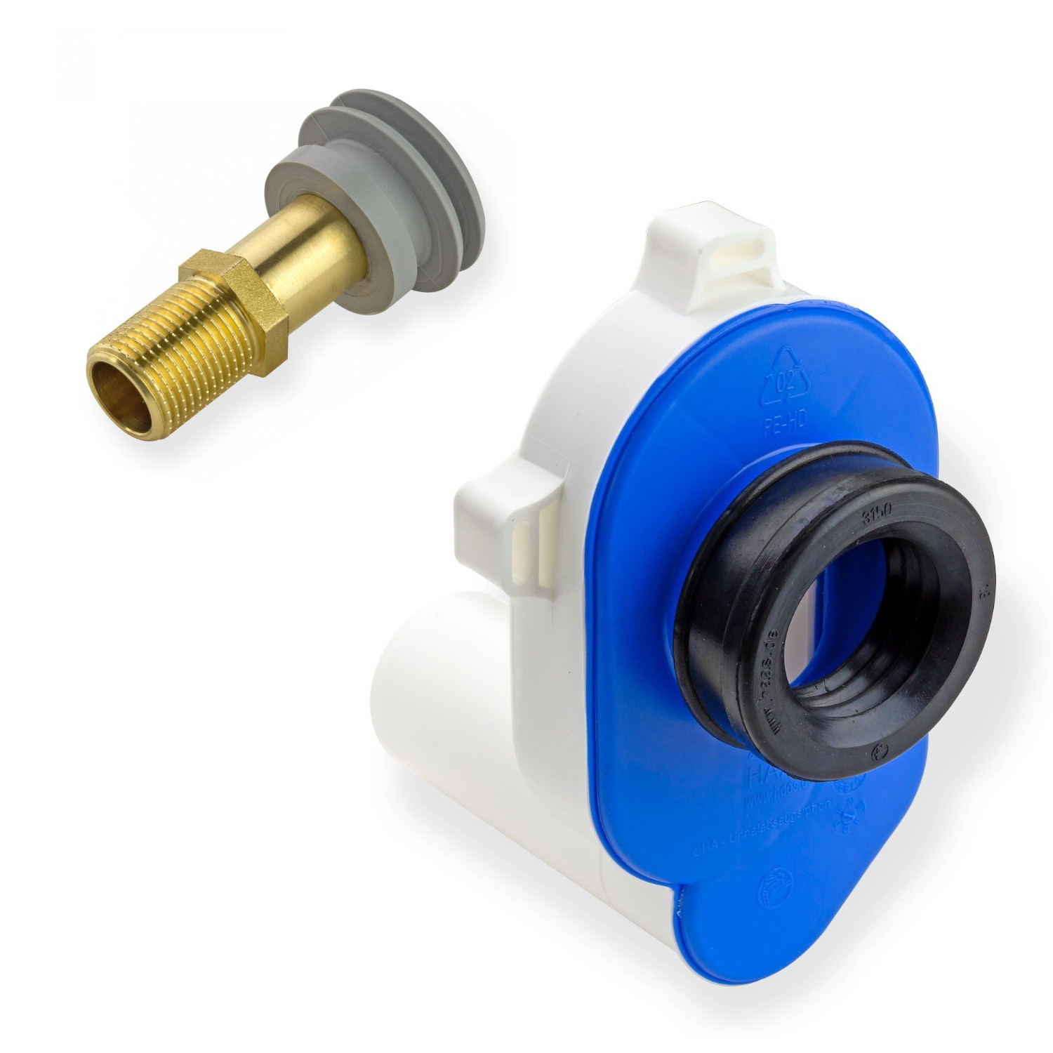 Haas Urinal-Zulaufgarnitur mit Haas Urinal-Absaug-Siphon für waagerechten Ablauf Haas Urinal-Zulaufgarnitur mit Haas Urinal-Absaug-Siphon für waagerechten Ablauf