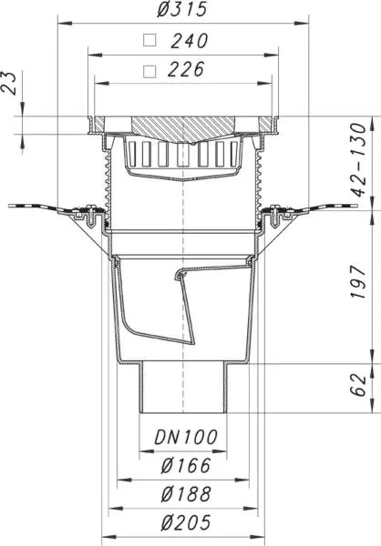 Hof- und Parkdeckablauf 616.0 DallBit, DN 100