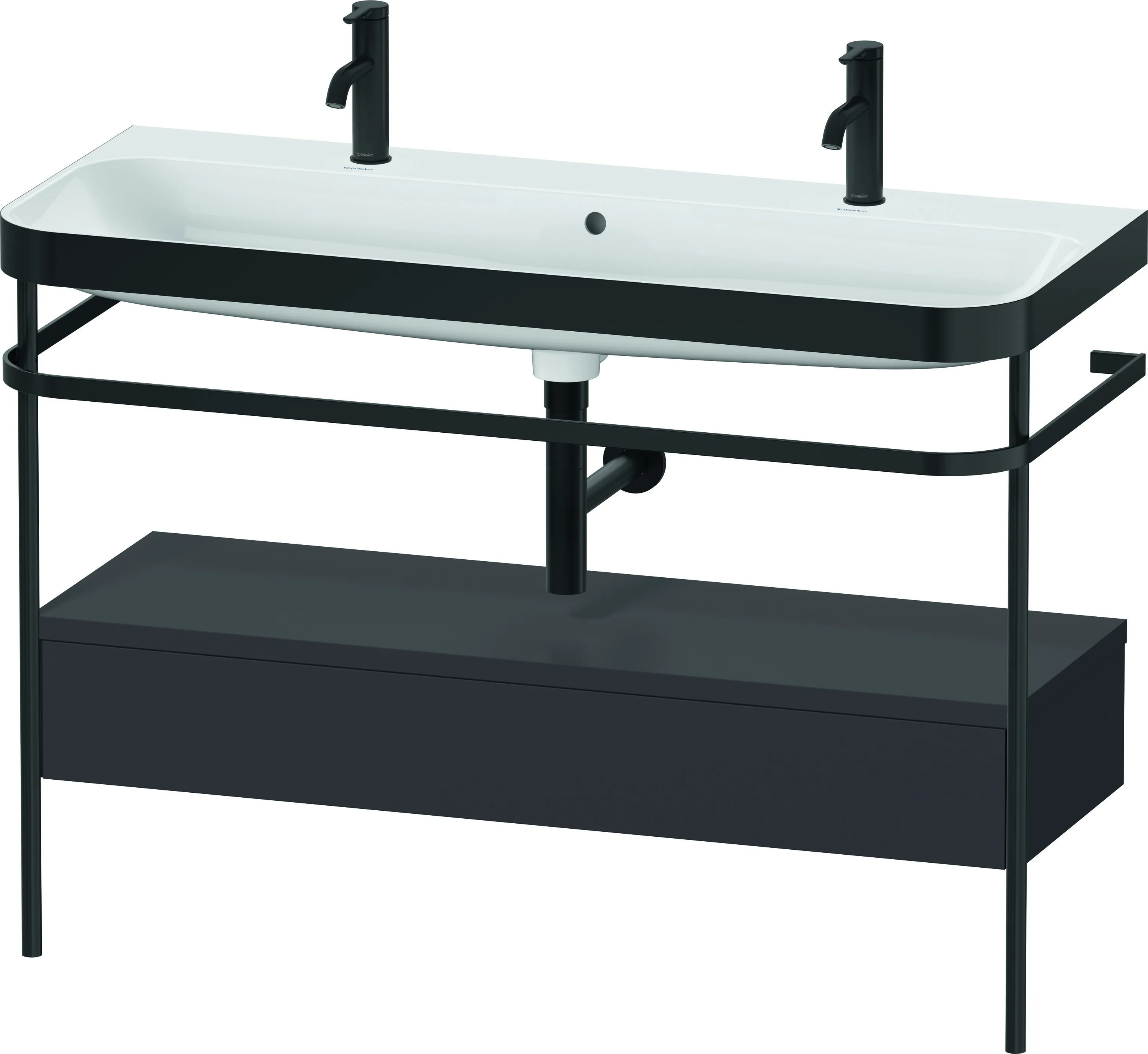 Duravit Waschtischunterschrank mit Metallkonsole „Happy D.2 Plus“ 117,5 × 85 × 49 cm Graphit Supermatt