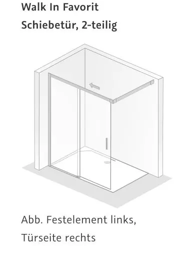 HSK Walk-In-Duschkabine Schiebetür 2-teilig „Favorit“ Glas Klar hell, Profile Alu Silber-matt, WE: 98,5 – 100,5 mm B: 1000 mm H: 2000 mm HSK Walk-In-Duschkabine Schiebetür 2-teilig „Favorit“ Glas Klar hell, Profile Alu Silber-matt, WE: 98,5 – 100,5 mm B: 1000 mm H: 2000 mm