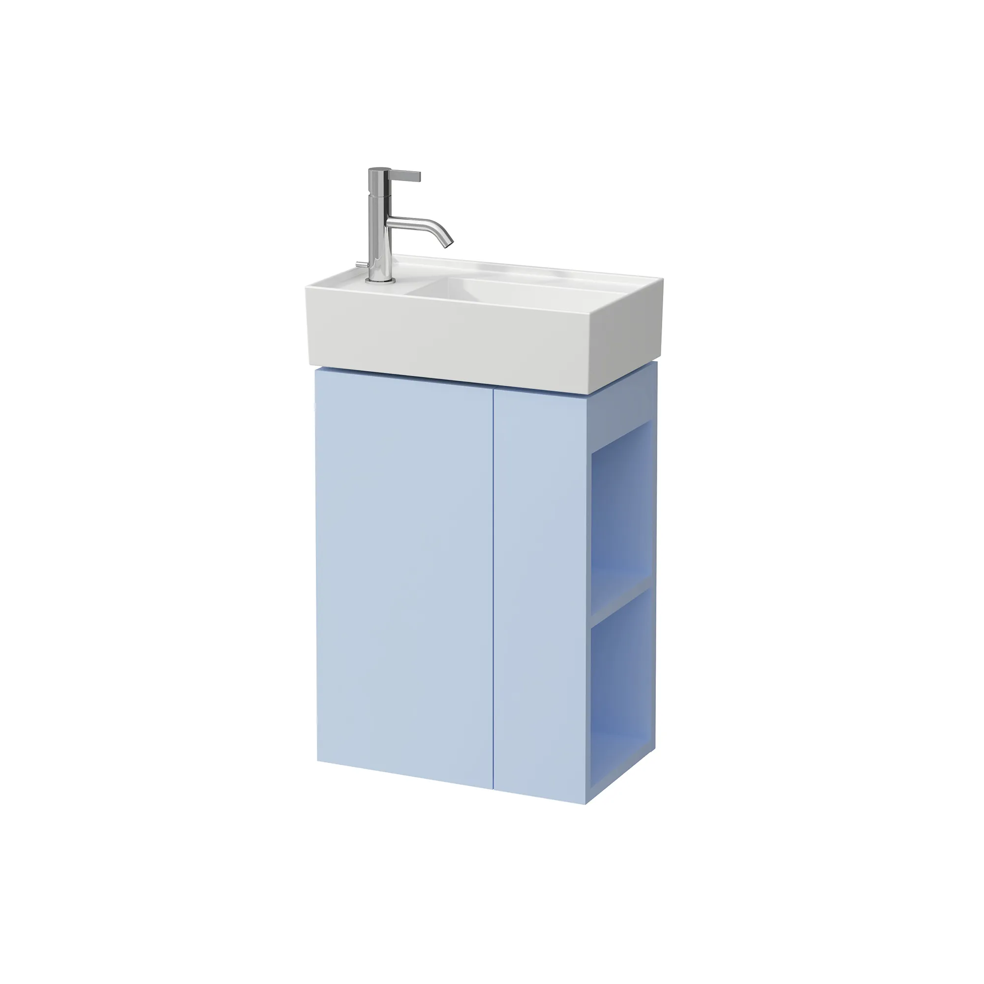 Laufen Waschtischunterbau „Kartell“ 270 × 600 × 440 mm Graublau, Anschlag links