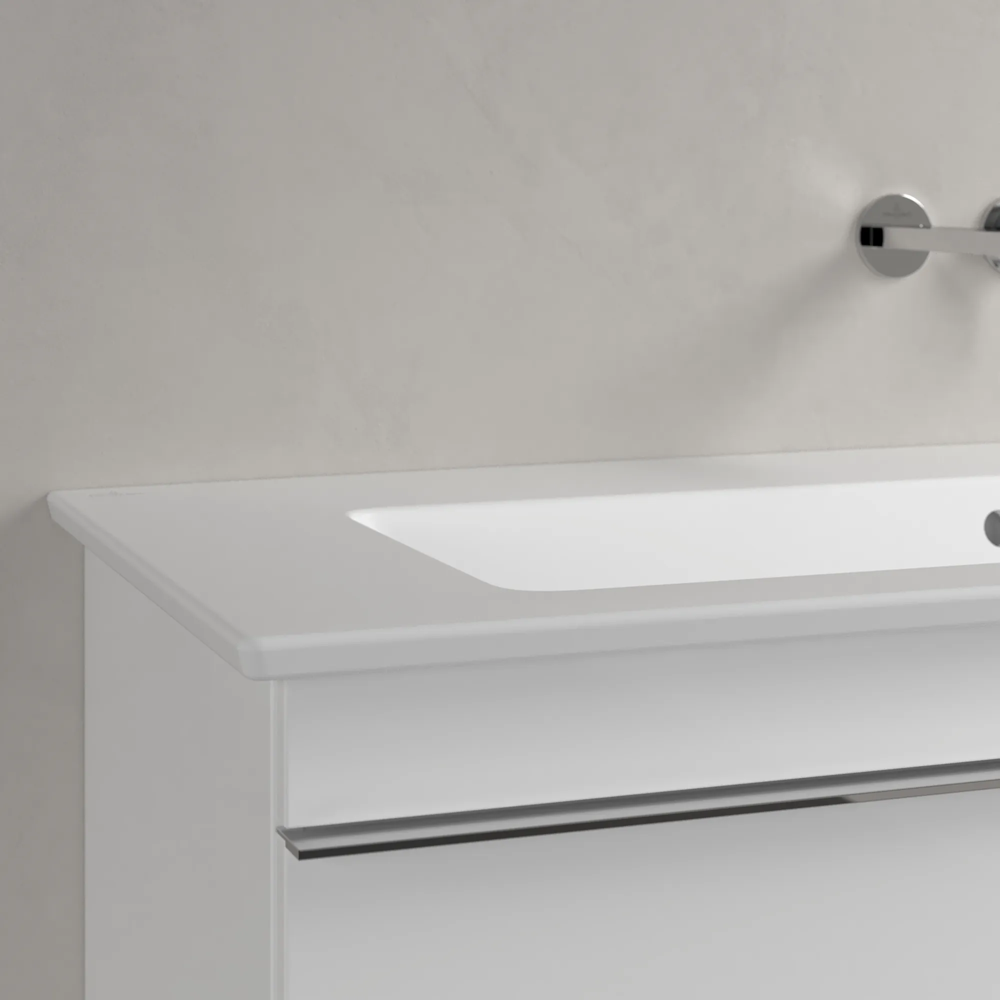 Villeroy & Boch Wandwaschtisch „Venticello“ 1200 × 500 × 175 mm, für Becken mittig, ohne Hahnlochbohrung in Stone White