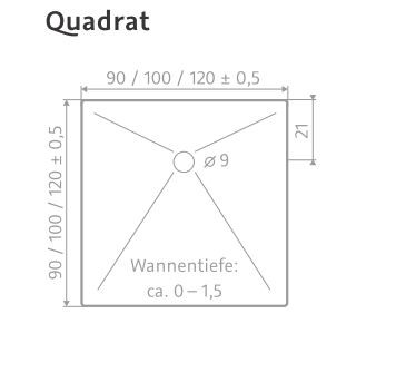 HSK quadrat Acryl-Duschwanne „plan“ 90 × 90 cm in Weiß HSK quadrat Acryl-Duschwanne „plan“ 90 × 90 cm in Weiß