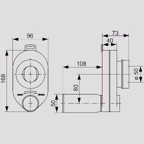 Urinal Absaug-Geruchsverschluss DN 50/50, Abgang waagercht