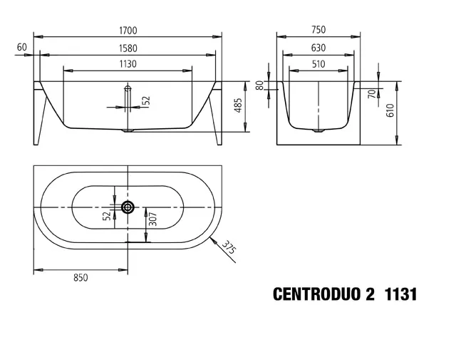 Kaldewei Badewanne „Meisterstück Centro Duo 2“ 170 × 75 cm Kaldewei Badewanne „Meisterstück Centro Duo 2“ 170 × 75 cm