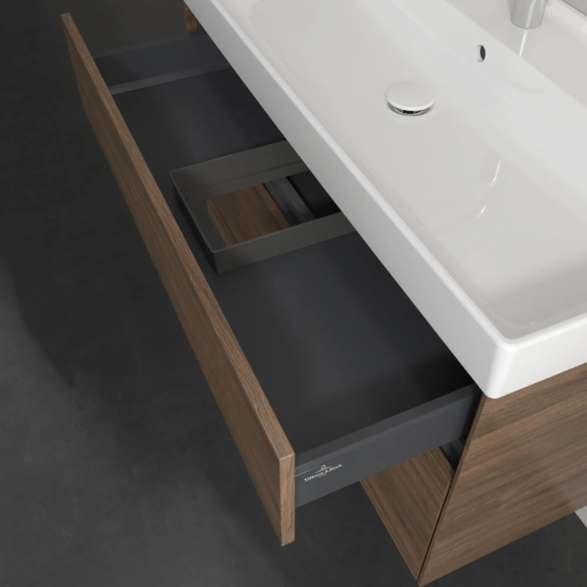 Villeroy & Boch Waschtischunterschrank „Collaro“ 954 × 546 × 444 mm Arizona Oak, für Becken mittig, mit Beleuchtung