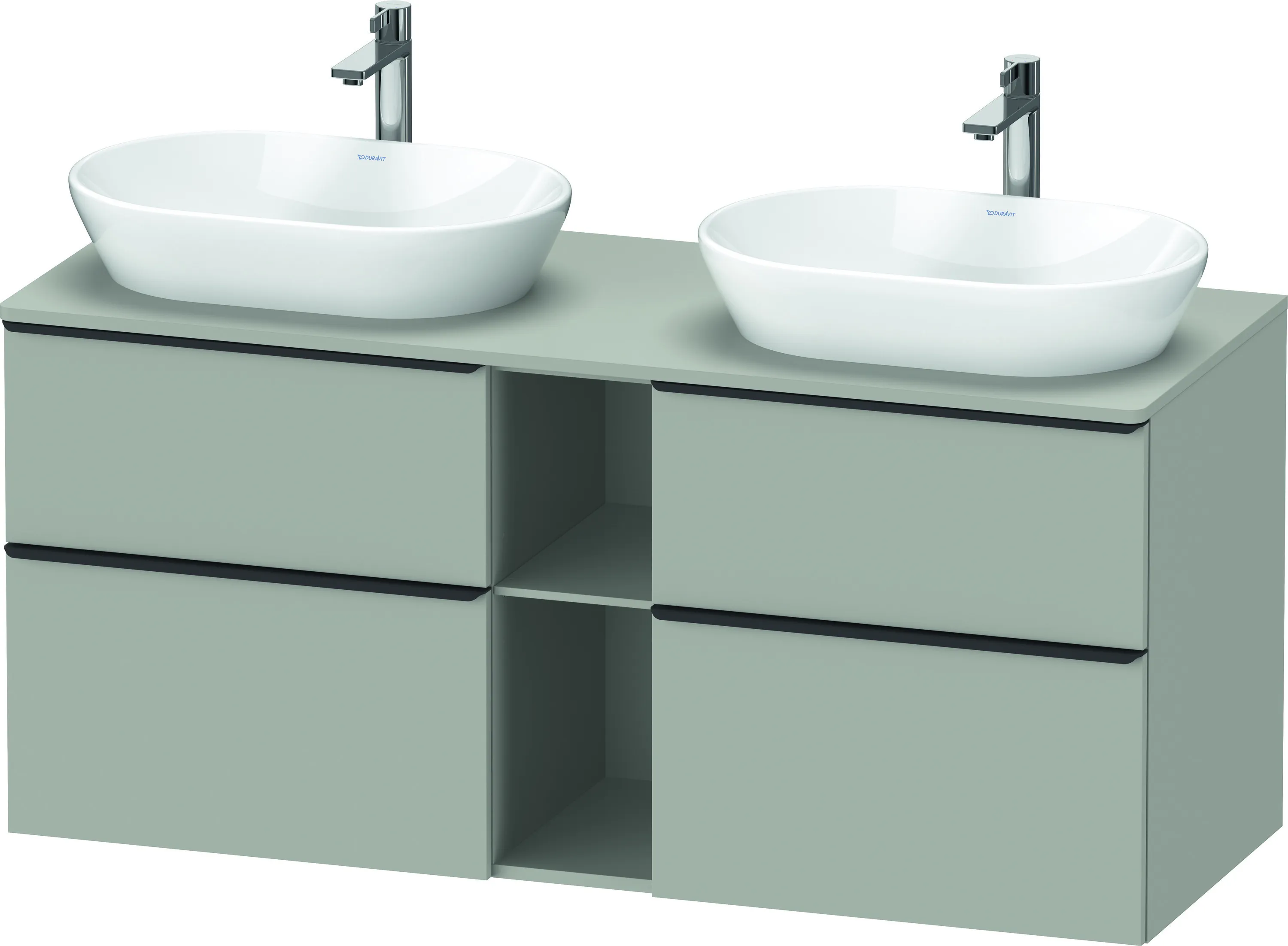 Duravit Waschtischunterschrank wandhängend „D-Neo“ 140 × 66,4 × 55 cm Betongrau Matt