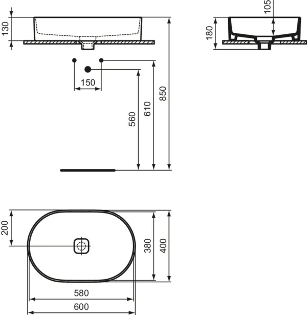 Waschbecken „StradaII“ 60 × 40 × 18 cm Waschbecken „StradaII“ 60 × 40 × 18 cm