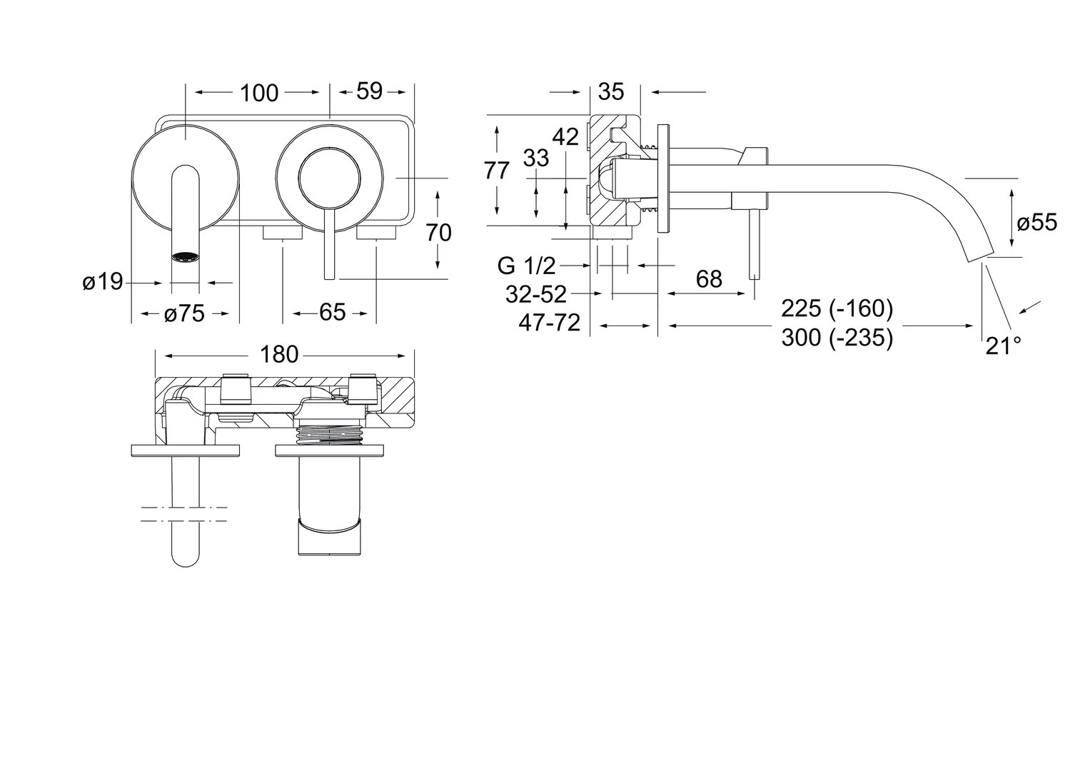 HansaPUBLIC Waschtischarmatur Hansastela 2021 Einhebelmischer Fertigmontageset für Waschtischbatterie 5795 Rosette rund Ausladung 300 mm Chrom