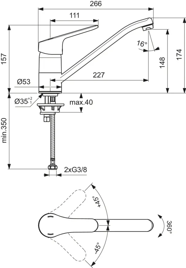 Küchenarmatur Ceraform, Ausladung 227mm, Chrom Küchenarmatur Ceraform, Ausladung 227mm, Chrom