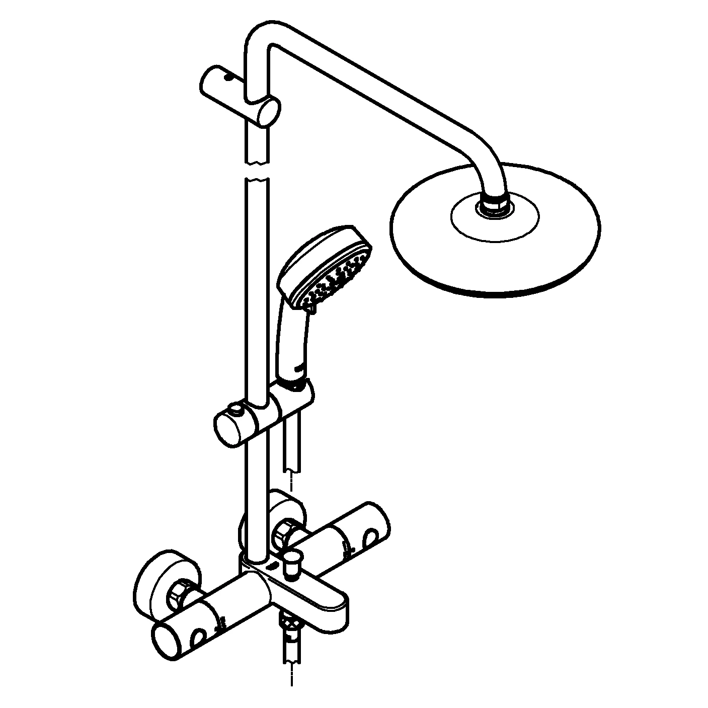 Duschsystem Tempesta Cosmopolitan System 210 26223_1, mit Thermostat-Wannenbatterie, Aufputz-Wandmontage, chrom