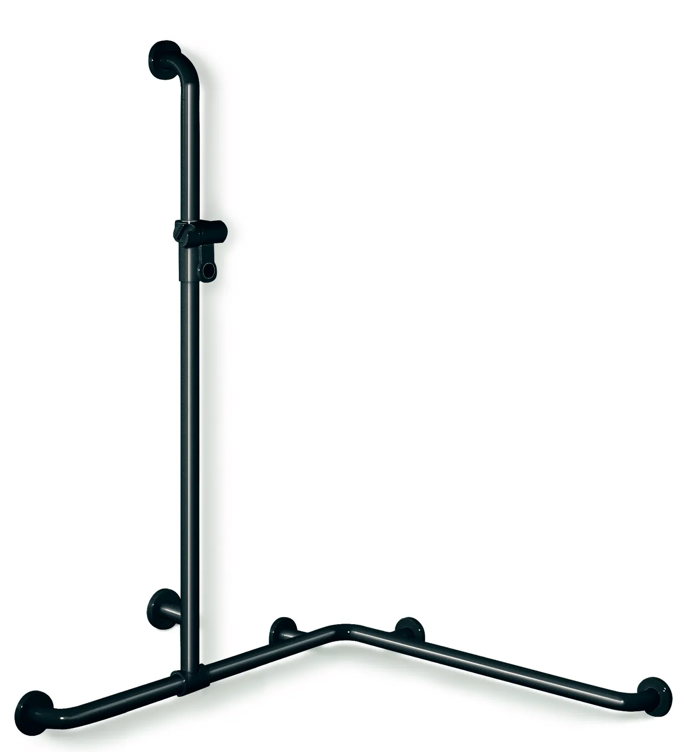 HEWI Duschhandlauf mit verschiebbarer Brausehalterstange, Serie 801, Anthrazitgrau