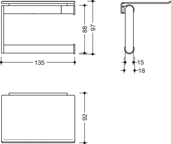 WC-Papierhalter mit Ablage, Edelstahl, PVD, Breite 135 mm, Höhe 96 mm, in Farbe CK (messing glänzend) WC-Papierhalter mit Ablage, Edelstahl, PVD, Breite 135 mm, Höhe 96 mm, in Farbe CK (messing glänzend)