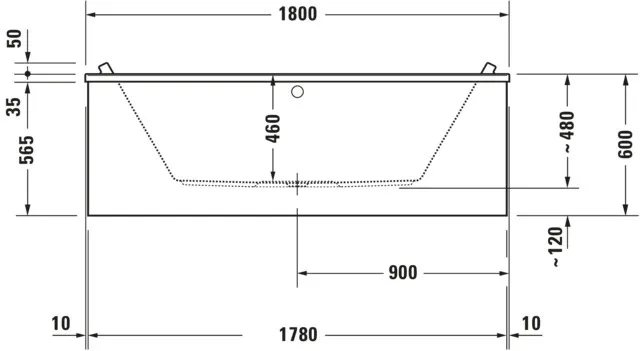 Duravit Whirlwanne „Starck“ rechteck 180 × 90 cm, Mittelablauf