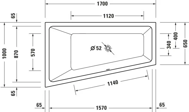 Duravit Badewanne „No.1“ trapez 170 × 100 cm, links