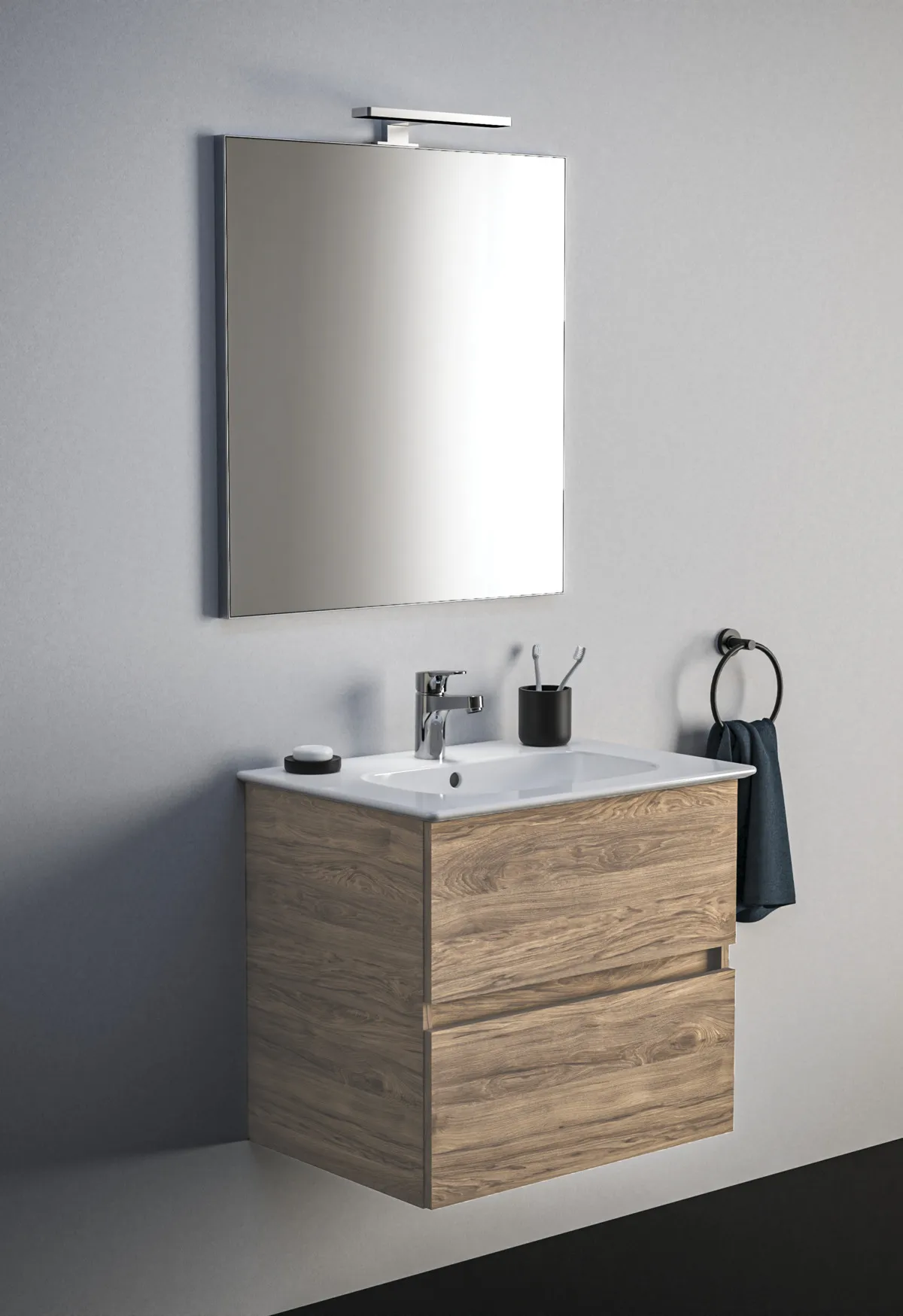 Ideal Standard Waschtischunterschrank „Eurovit+“ 60 × 55 × 44 cm Nussbaum geflammt