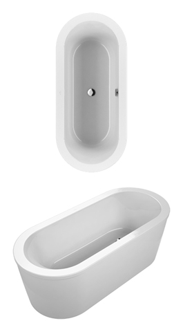Villeroy & Boch Badewanne „Loop & Friends“ freistehend, mit ovaler Innenform freistehend oval 180 × 80 cm, oval, Mittelablauf 