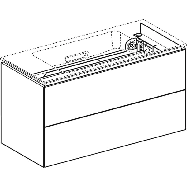 ONE Unterschrank für Waschtisch, mit zwei Schubladen, verkürzte Ausladung: 89.5x46.5x39.5cm, weiß