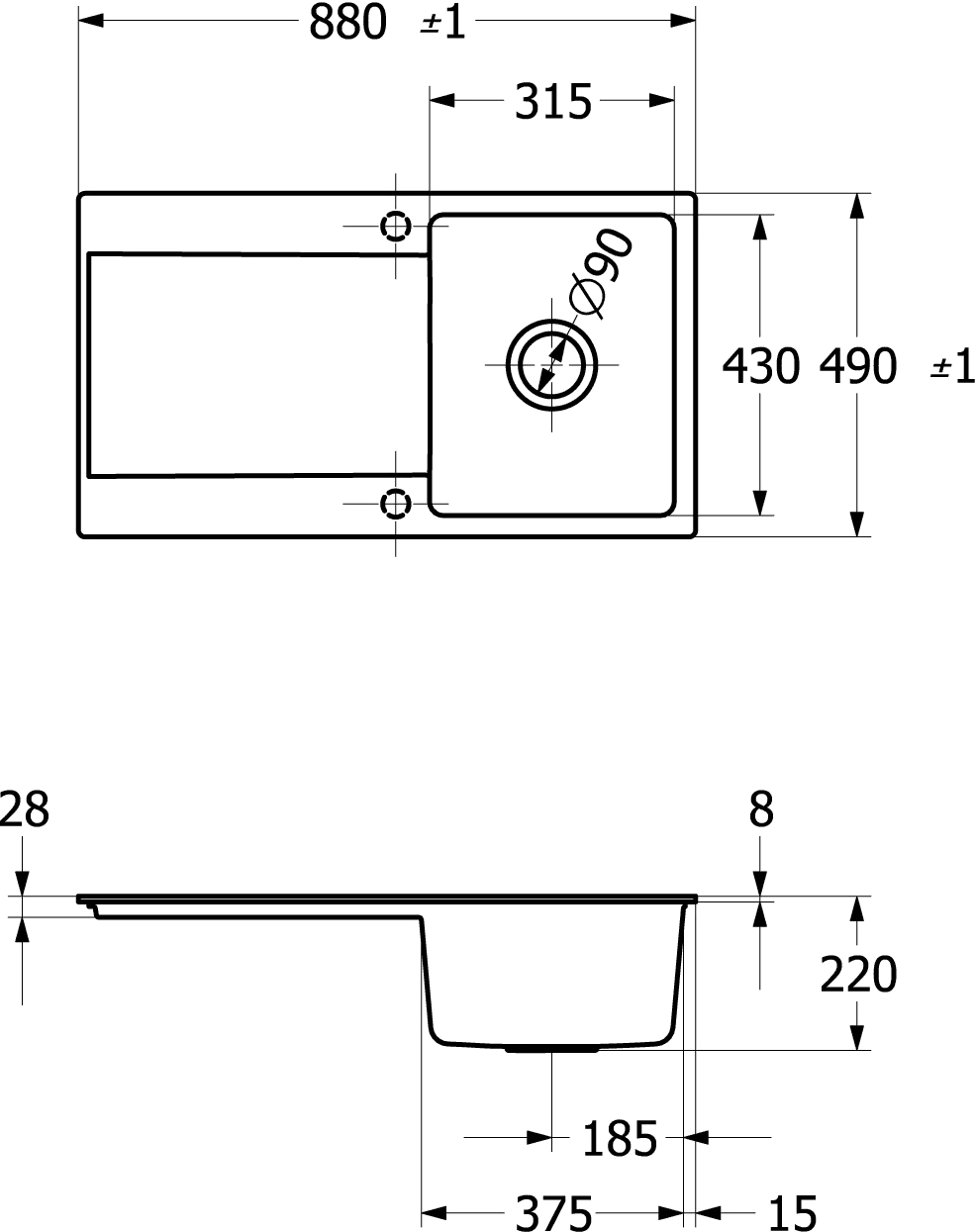 Villeroy & Boch Siluet flat 50 Flat 33350F 880x490mm