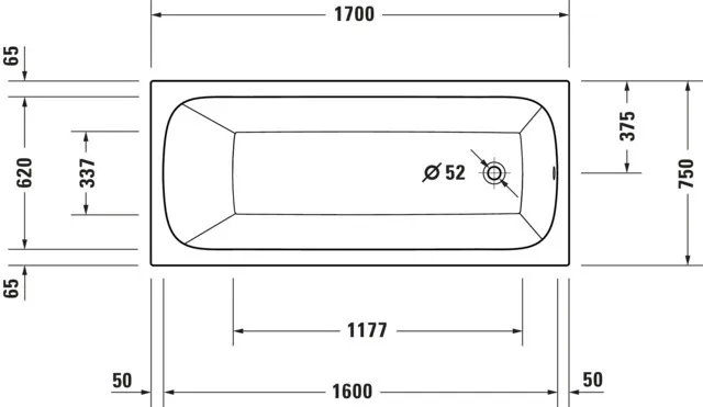 Duravit Badewanne „Qatego“ rechteck 170 × 75 cm, Fußablauf