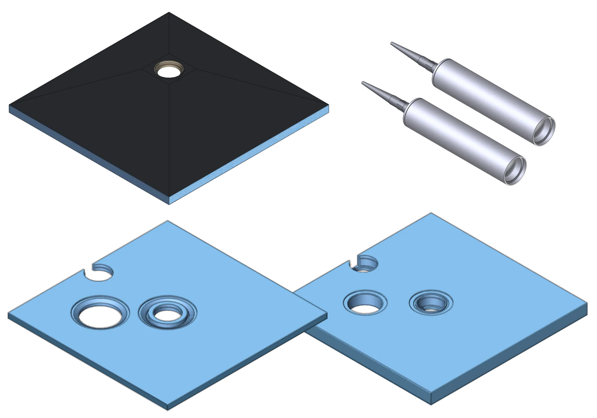 Duschelement mit Unterbau Ablauf dezentral „Point“ 90 × 90 cm