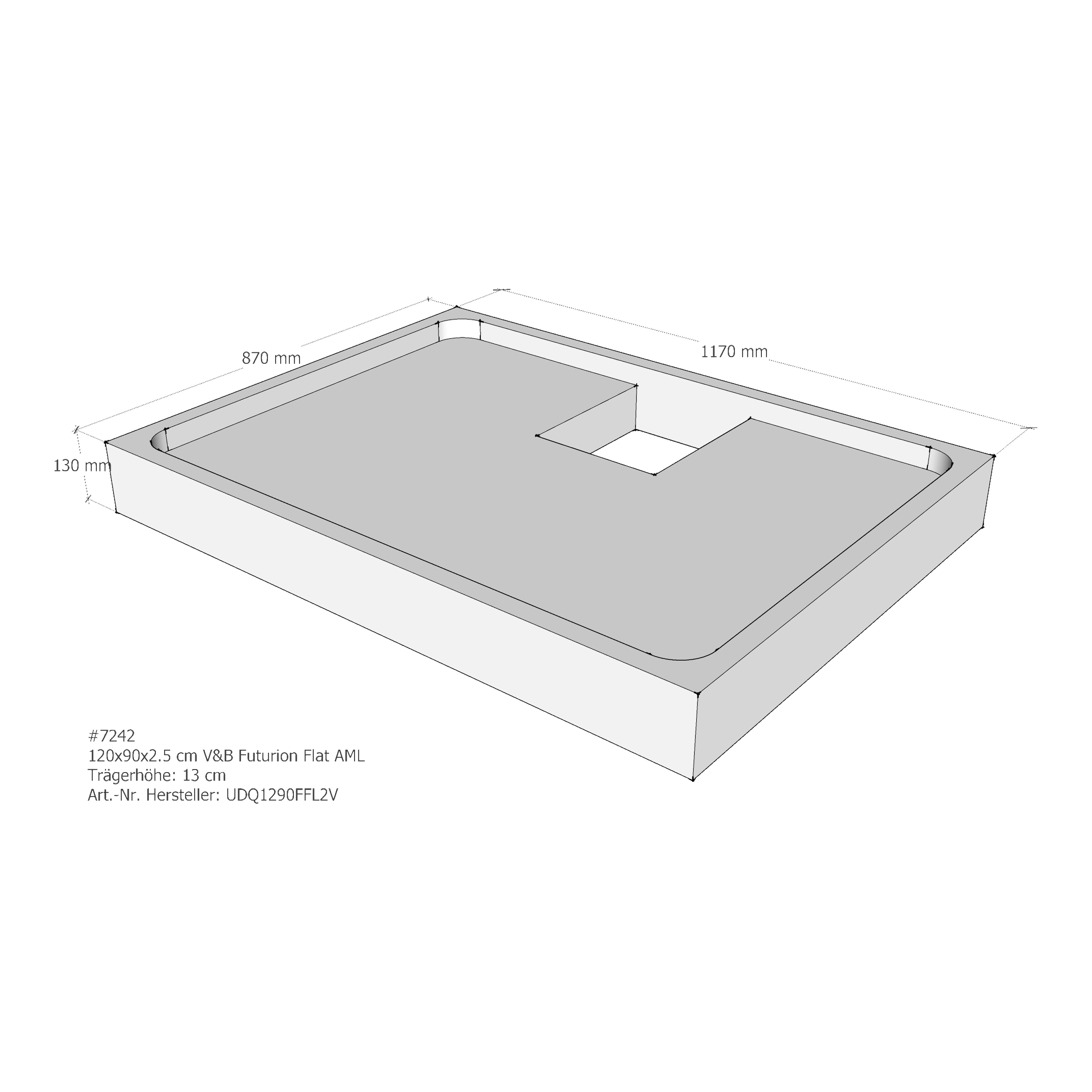 Duschwannenträger für Villeroy & Boch Futurion Flat 120 × 90 × 2,5 cm