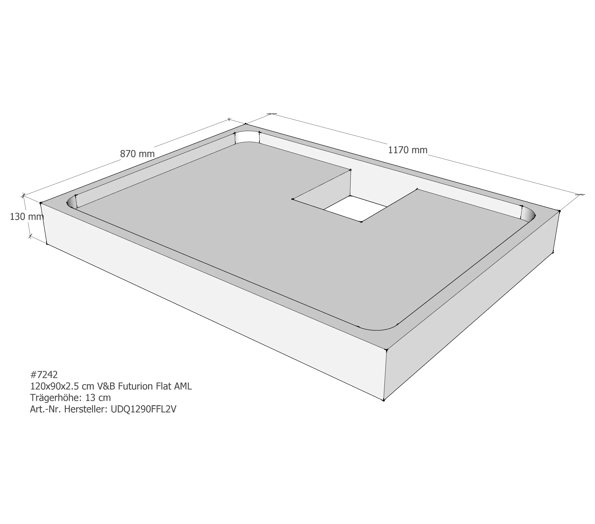 Duschwannenträger passend für Villeroy & Boch Futurion Flat 120 × 90 × 2,5 cm Breite: 90 cm / Länge: 120 cm Duschwannenträger passend für Villeroy & Boch Futurion Flat 120 × 90 × 2,5 cm Breite: 90 cm / Länge: 120 cm