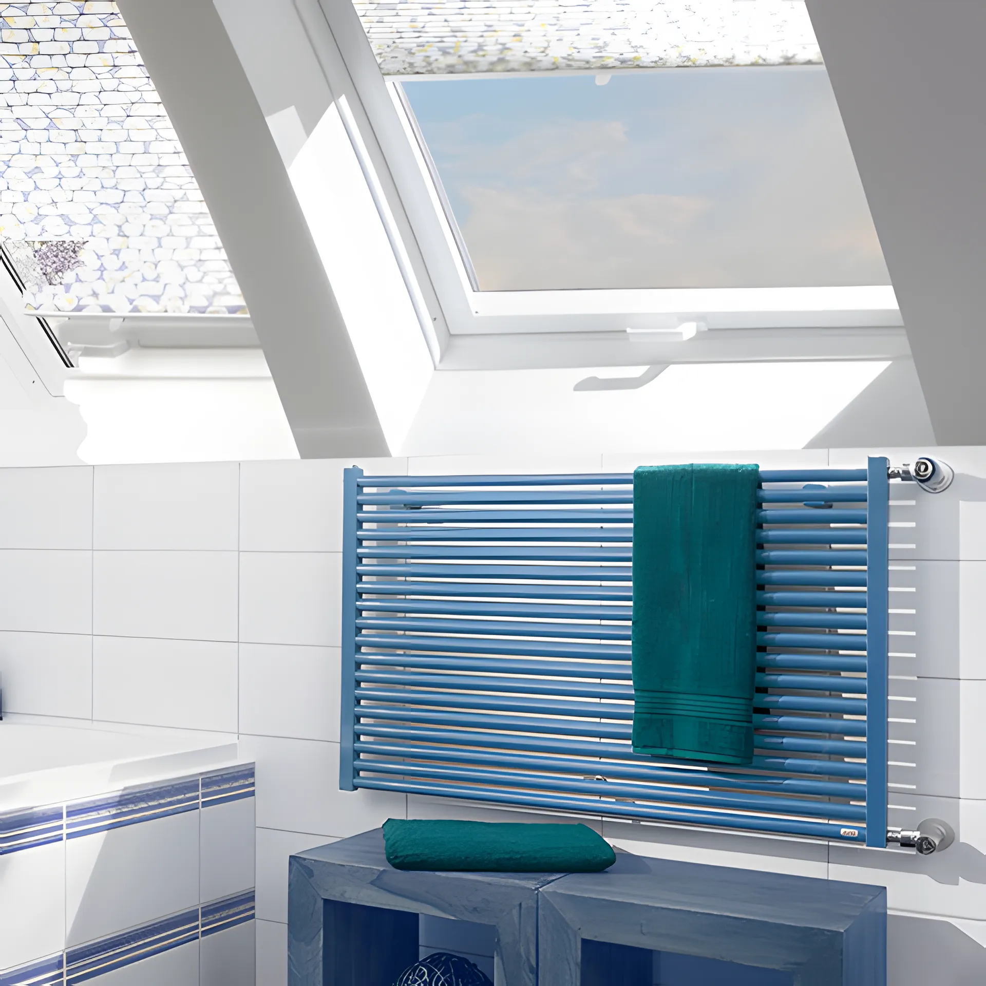 BEMM Design-Heizkörper „Rondo S“ 40 × 76,2 cm in Samtschwarz mit brauntouch