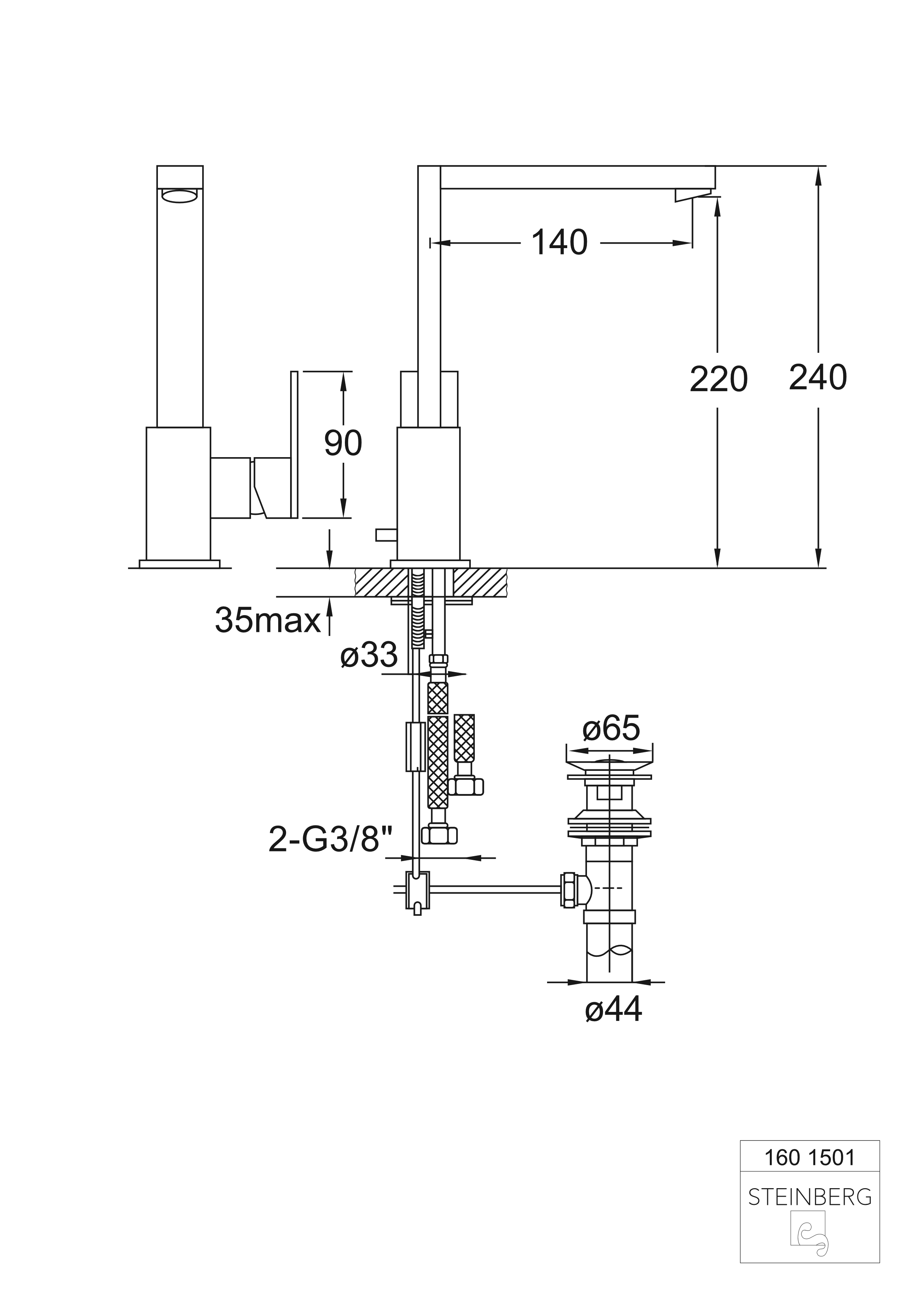 Serie 160 Waschtisch-Einhebelmischbatterie, schwenkbarer Auslauf mit Ablaufgarnitur, Ausladung: 14 cm Serie 160 Waschtisch-Einhebelmischbatterie, schwenkbarer Auslauf mit Ablaufgarnitur, Ausladung: 14 cm