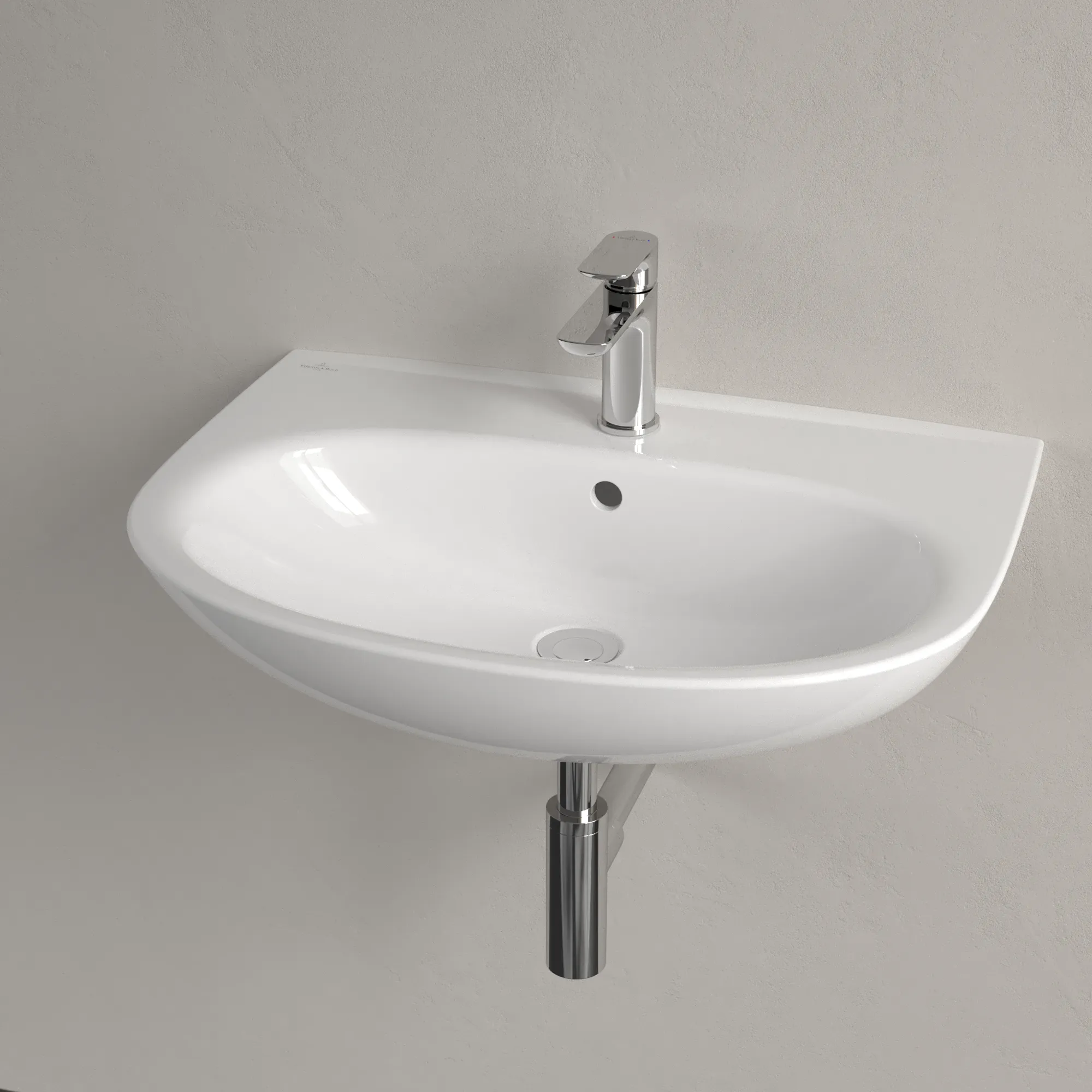 Villeroy & Boch Wandwaschtisch „O.novo“ 650 × 480 × 180 mm, für Becken mittig, Hahnlochposition mittig in Weiß Alpin