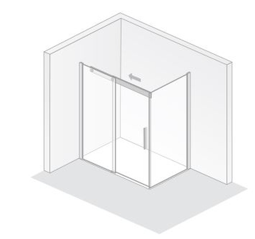 HSK Duschabtrennung Schiebetür 2-teilig mit Seitenwand „K2P“ Glas Linea 01 (80 cm), H: 2000 mm