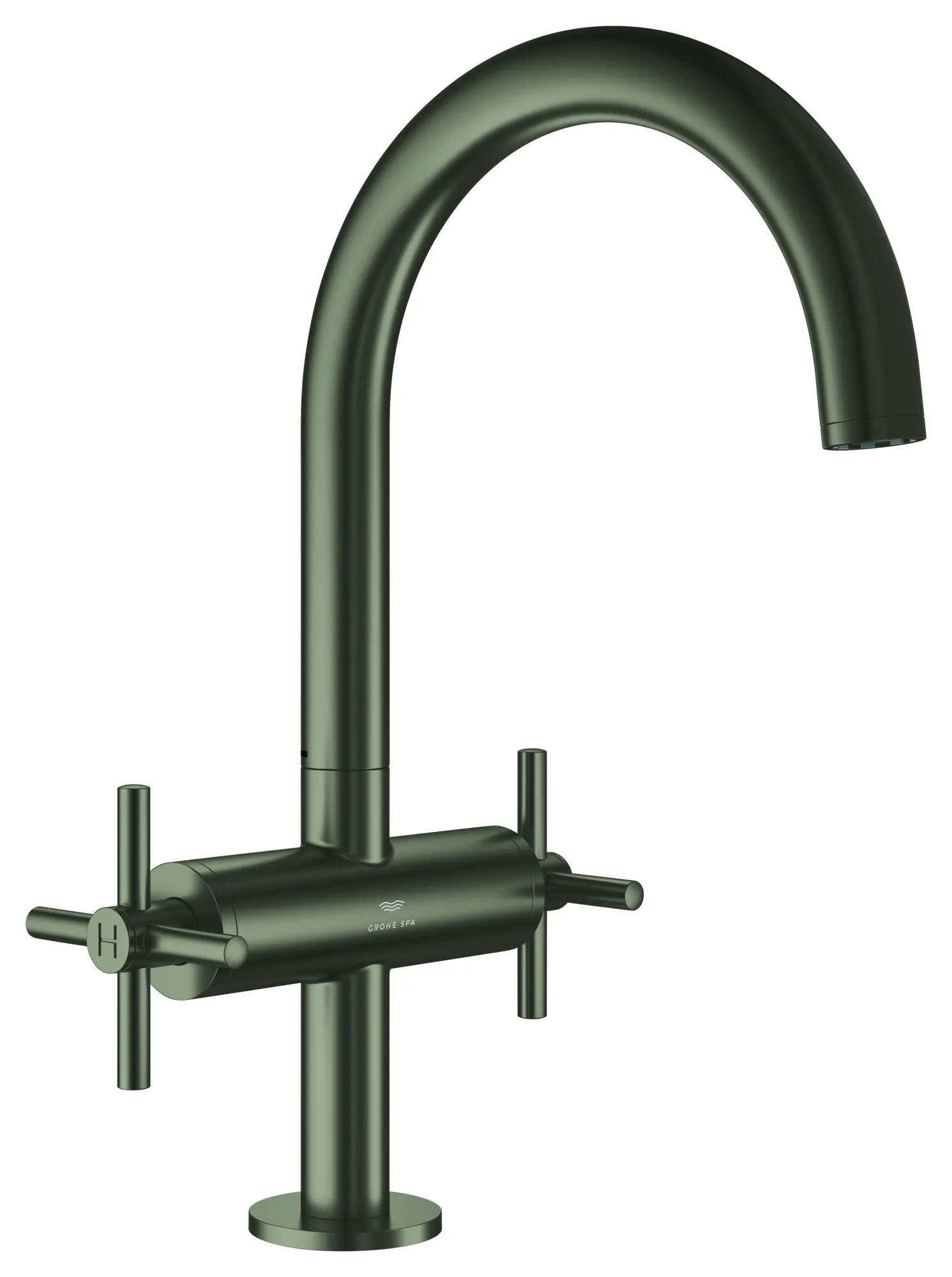 Waschtisch-Einlochbatterie Atrio 21144, L-Size, mit Kreuzgriffen, Push-open Ablaufgarnitur 1 1/4'', chrom