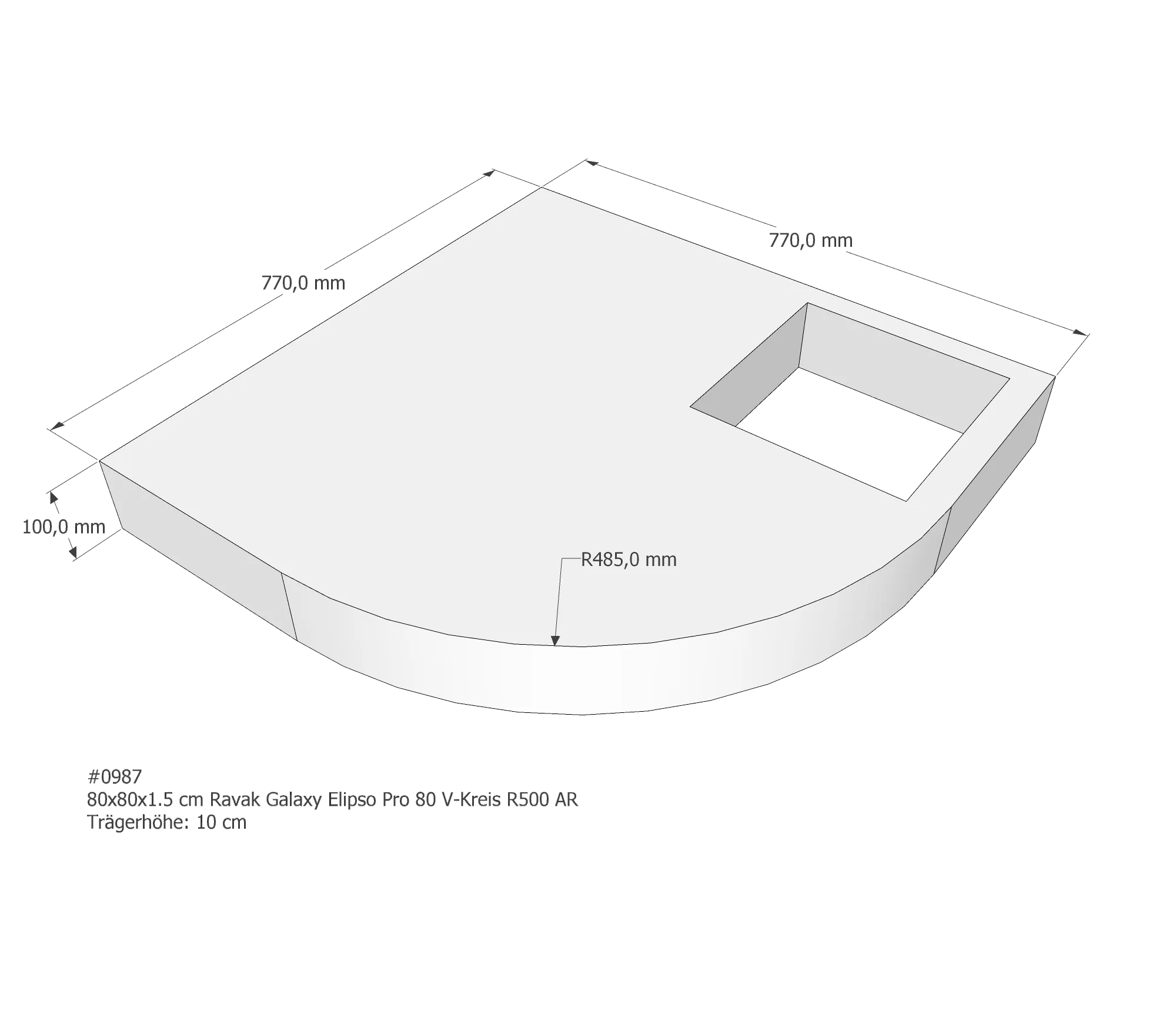 Duschwannenträger für Ravak Galaxy Ellipso Pro 80 × 80 × 1,5 cm