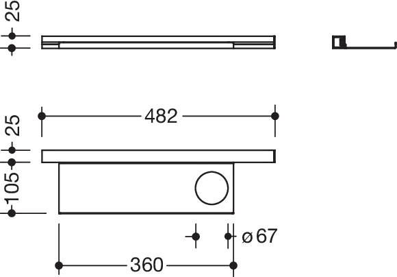 HEWI Ablage in 48,2 × 2,5 × 10,2 cm HEWI Ablage in 48,2 × 2,5 × 10,2 cm