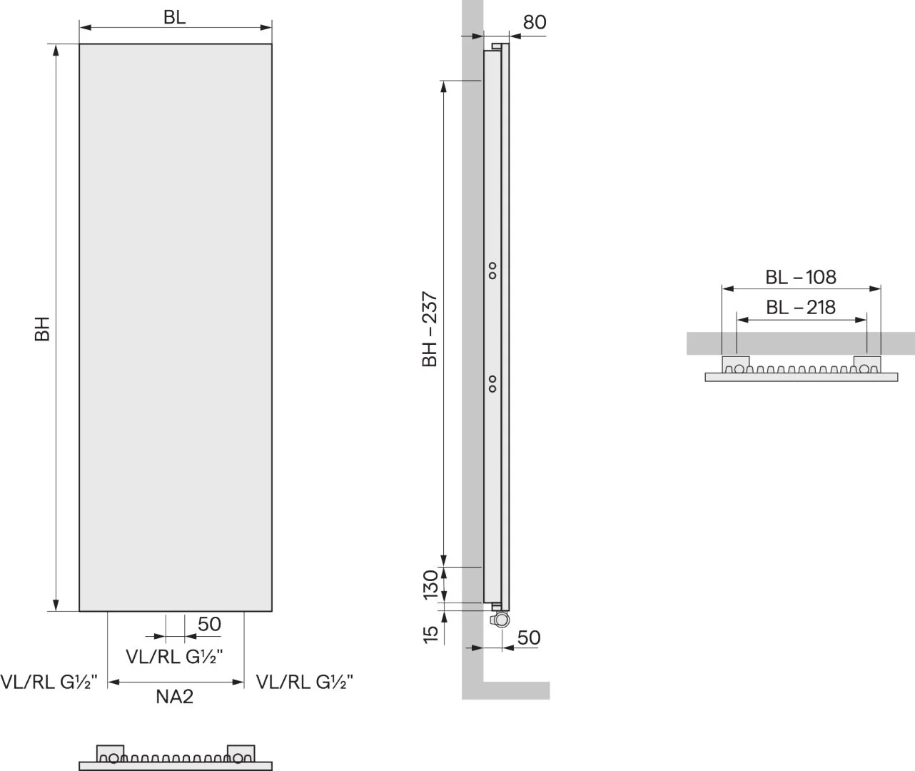Kermi Design-Heizkörper 1-lagig „Niva®“ T11 42 × 122 cm in Weiß (RAL 9016)