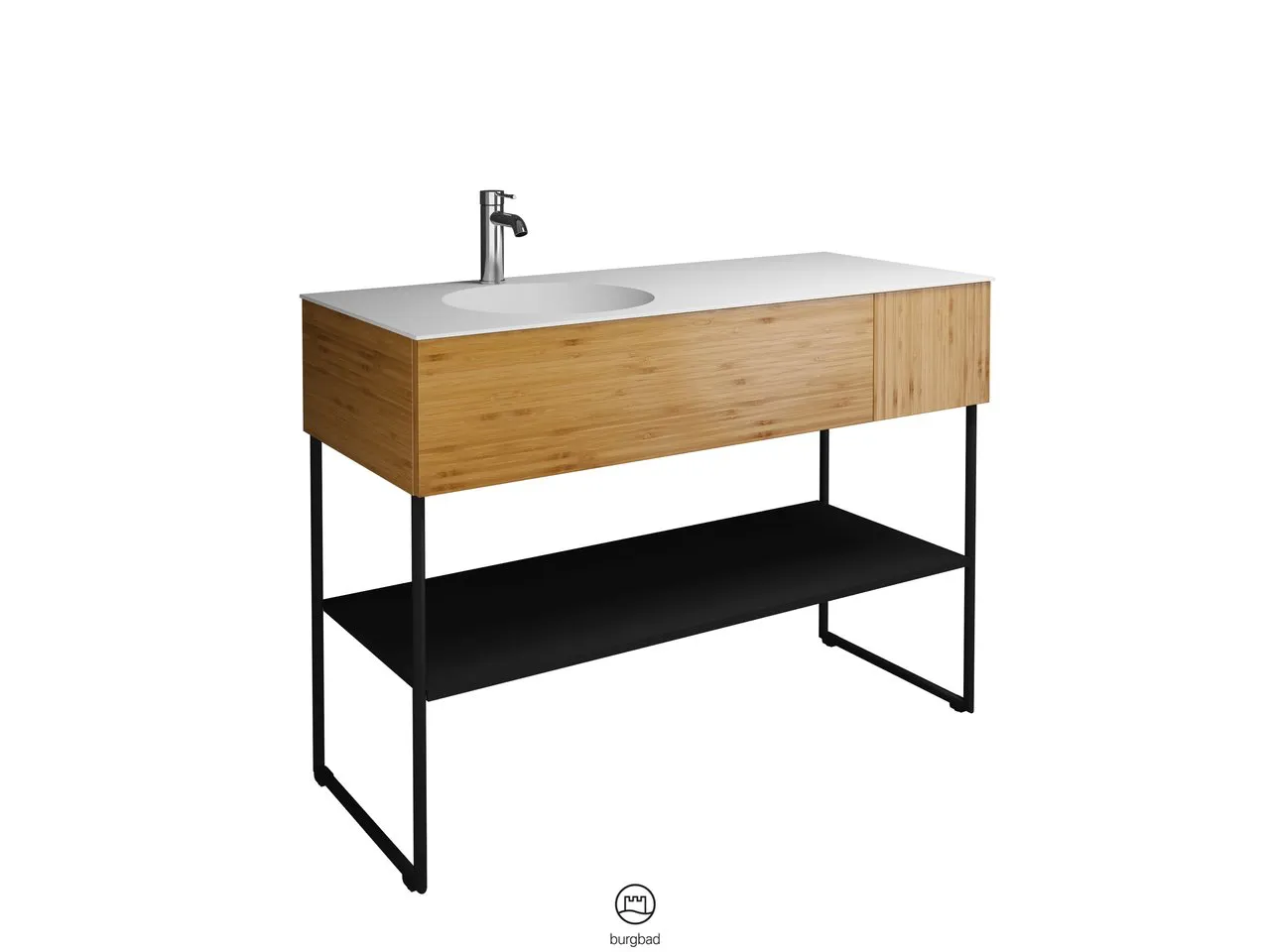 burgbad Coco HGL Waschtischset SFHQ120, Mineralguss, 505x1206x870