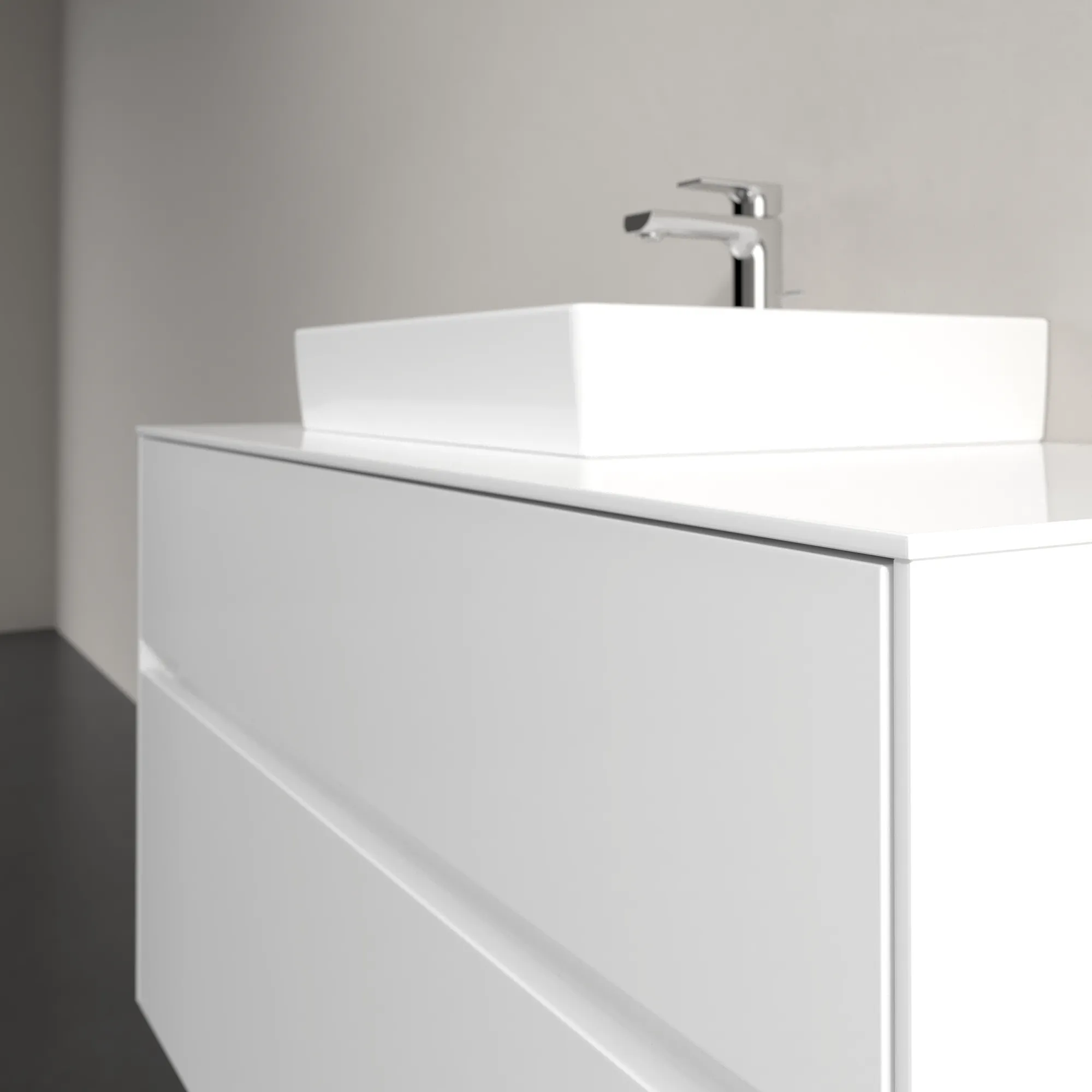 Villeroy & Boch Waschbeckenunterschrank Collaro C01400, Eckig Glossy White, 1000x548x500mm, 2 Auszüge mit SoftClosing, 1 Waschbecken links Villeroy & Boch Waschbeckenunterschrank Collaro C01400, Eckig Glossy White, 1000x548x500mm, 2 Auszüge mit SoftClosing, 1 Waschbecken links