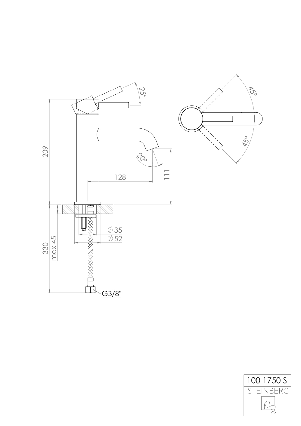 Serie 100 Waschtisch-Einhebelmischbatterie ohne Ablaufgarnitur, Ausladung: 12,8 cm Serie 100 Waschtisch-Einhebelmischbatterie ohne Ablaufgarnitur, Ausladung: 12,8 cm