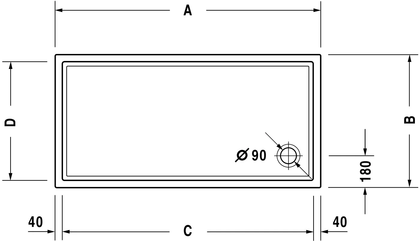 Duravit rechteck Duschwanne „Starck Slimline“ 140 × 75 cm 