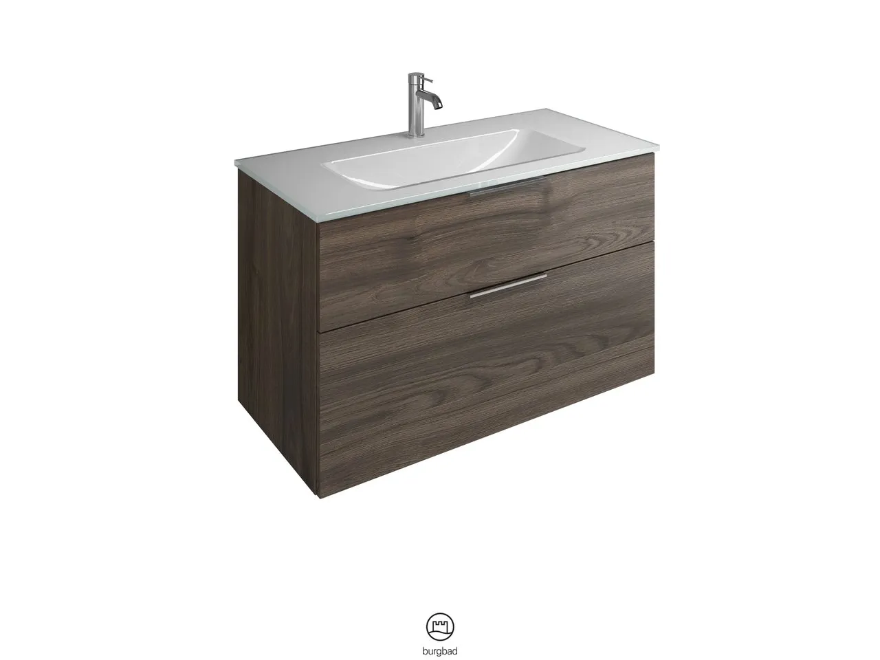 burgbad Badmöbelset Glas-Waschtisch inkl. Waschtischunterschrank „Eqio“ 102 × 61,5 × 49 cm Griffleiste, Schwarz Matt, in Grau Hochglanz burgbad Badmöbelset Glas-Waschtisch inkl. Waschtischunterschrank „Eqio“ 102 × 61,5 × 49 cm Griffleiste, Schwarz Matt, in Grau Hochglanz