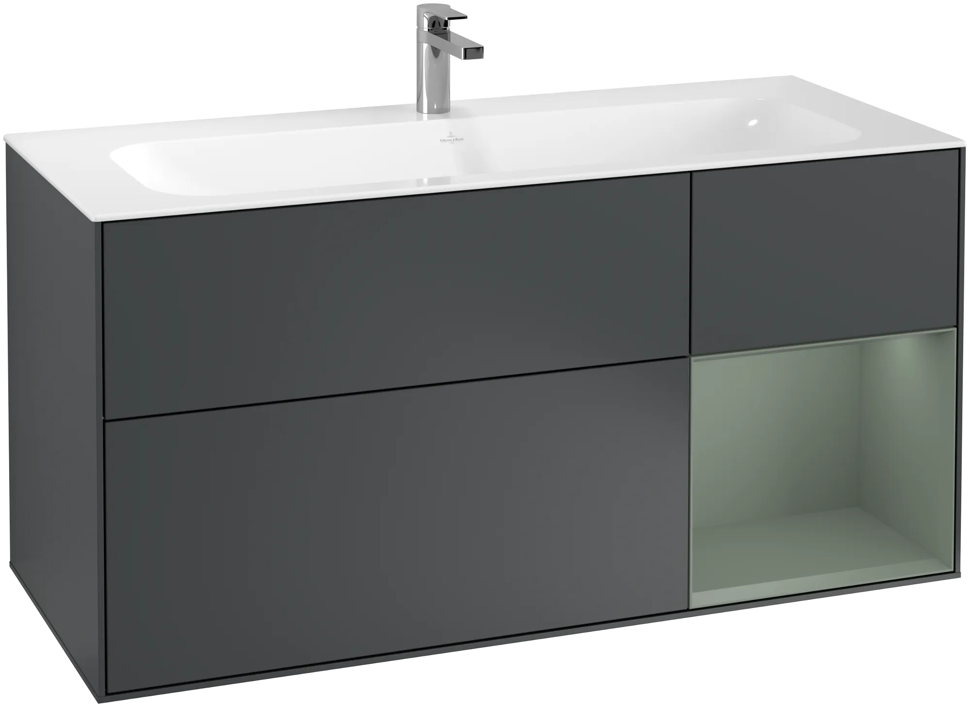 Villeroy & Boch Finion Waschbeckenunterschrank F07, 1196x591x498mm, Midnight Blue Matt Lacquer/Olive Matt Lacquer