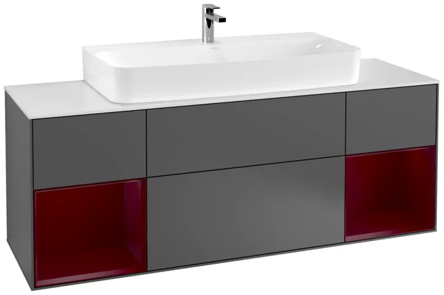 Villeroy & Boch Waschtischunterschrank „Finion“ für Schrankwaschtisch 1600 × 603 × 501 mm Anthracite Matt Lacquer, für Becken mittig