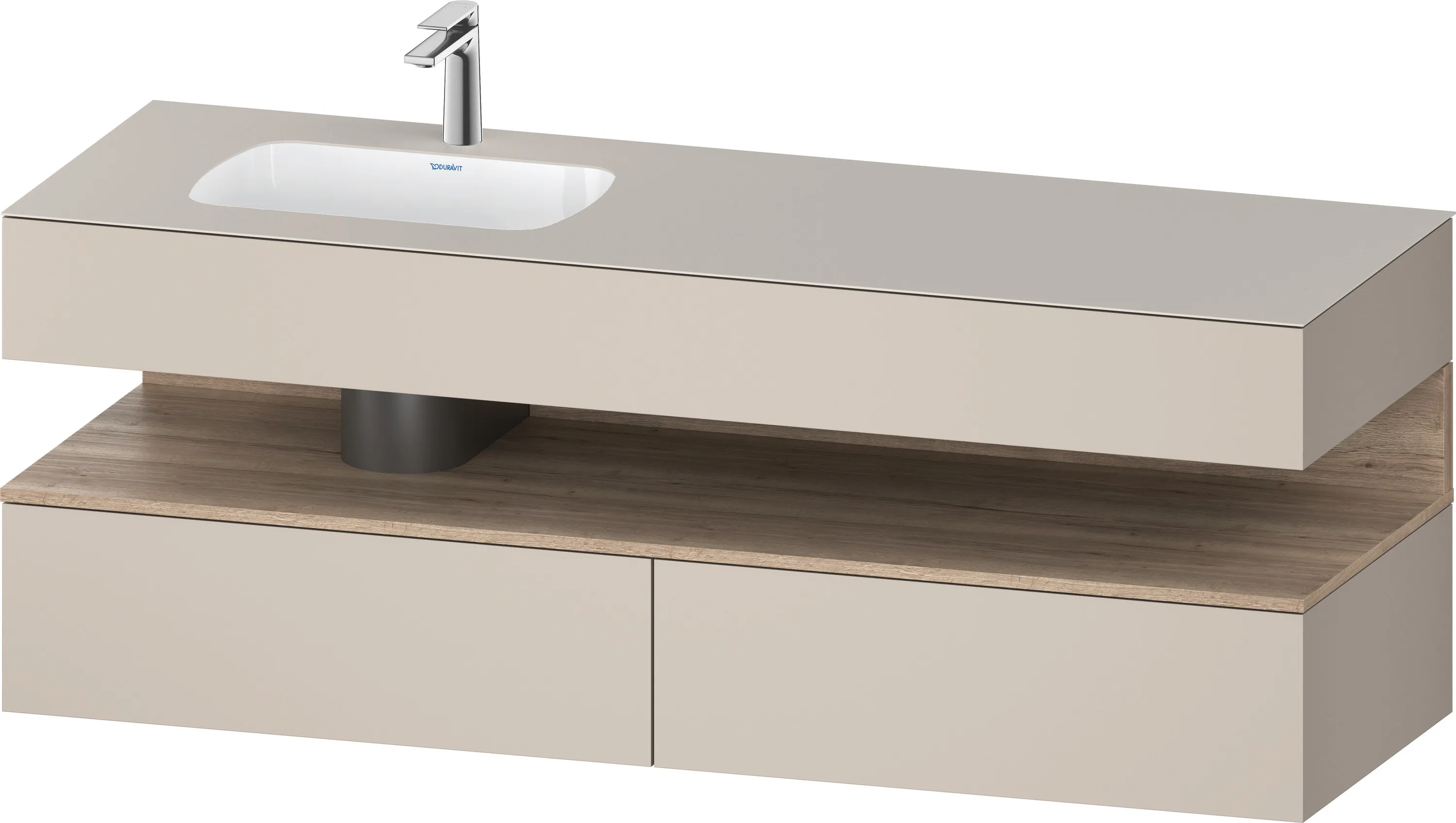 Einbauwaschtisch mit Konsolenwaschtischunterbau „Qatego“ 160 × 50 × 60 cm, mit Beleuchtung