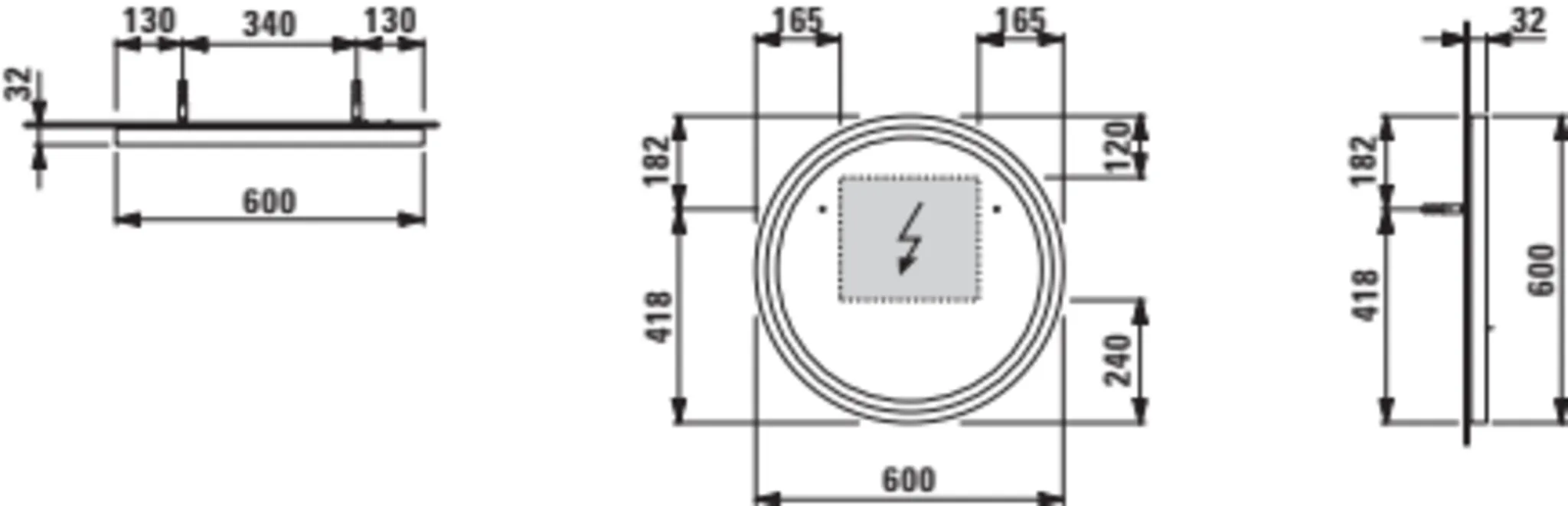 Base 2.0 Spiegel 44439.0, rund LED Bel.,1 Sensorsch., 600x600 schw.m