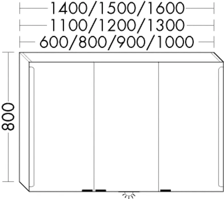Spiegelschrank Sys30 von burgbad - beidseitig verspiegelt, LED-Beleuchtung, 170x600x800 mm