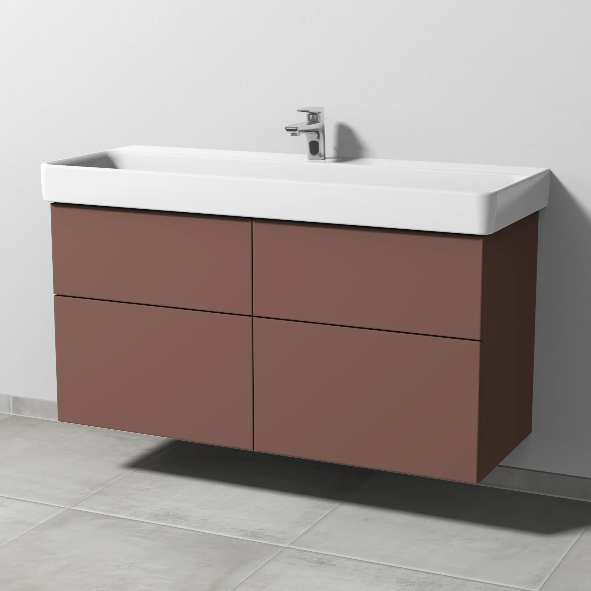 Sanipa Waschtischunterschrank „3way“ passend zu Keramik-Waschtische Pro S von Laufen 1150 × 593 × 437 mm in Wine-Red, Becken mittig